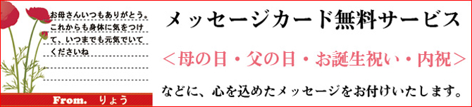 母の日・父の日・誕生祝い・内祝・御礼などに便利な無料メッセージカードサービス開始