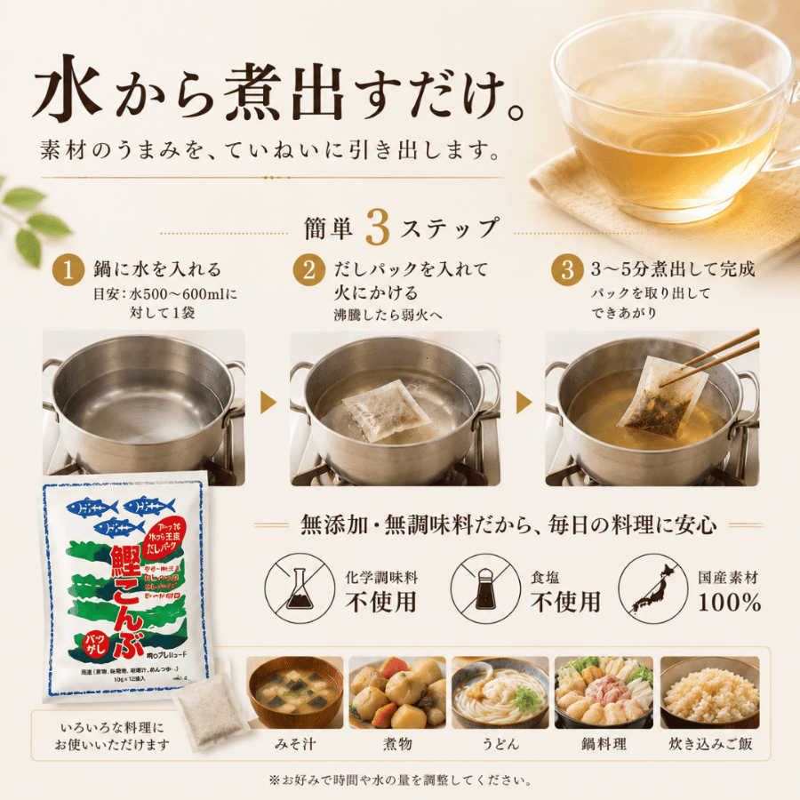鰹こんぶ煮出すだけ